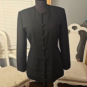 NYP Suits Designer Black Blazer, Sz 8, Fully Lined, Front Button Closure